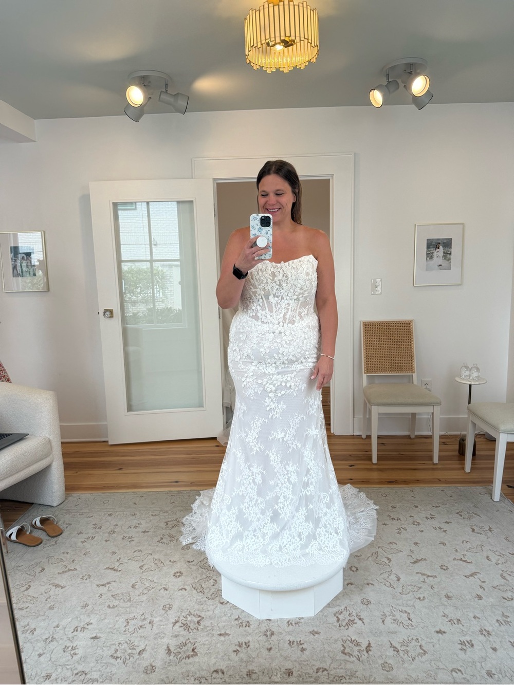 BRAND NEW NEVER ALTERED MillaNova Strapless White Lace Wedding Dress